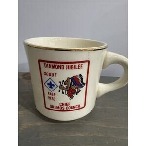 Rare BSA Diamond Jubilee 1970 Fair Chief Okemos Council Mug Gold Rim